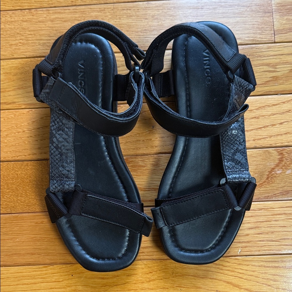 Vince Black Strappy Sport Sandals